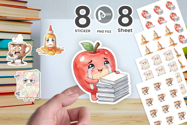 Sticker Chaotic Teacher Supply Watercolor Sublimation artnoy 