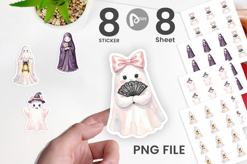 Sticker Charming Coquette Ghost Watercolor Sublimation artnoy 