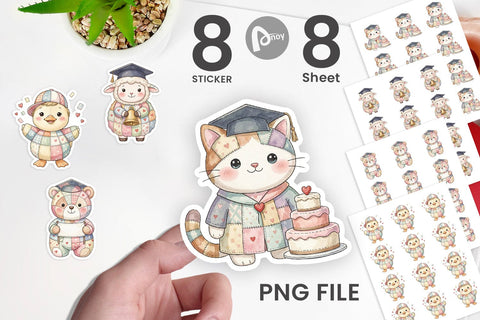 Sticker Cheerful Graduation Party Patchwork Sublimation artnoy 