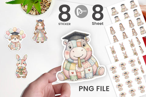 Sticker Cheerful Graduation Party Patchwork Sublimation artnoy 
