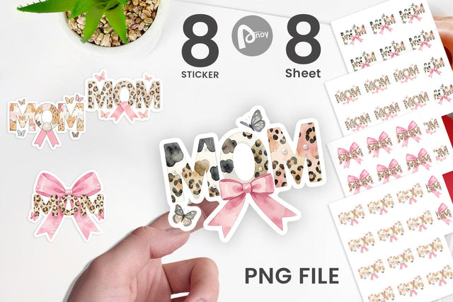 Sticker Chic Animal Print MOM Watercolor Sublimation artnoy 