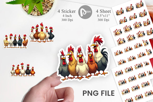 Sticker Chicken Emotion Sublimation artnoy 