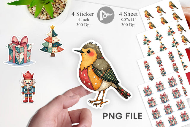 Sticker Christmas Cartoon Patchwork Sublimation artnoy 