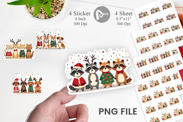 Sticker Christmas Critter Parade Sublimation artnoy 