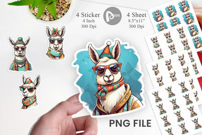 Sticker Christmas Llama Sublimation artnoy 