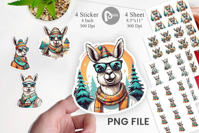 Sticker Christmas Llama Sublimation artnoy 