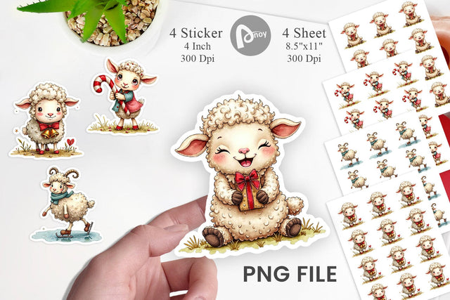 Sticker Christmas Patchwork Sheep Sublimation artnoy 