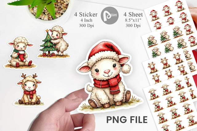 Sticker Christmas Patchwork Sheep Sublimation artnoy 