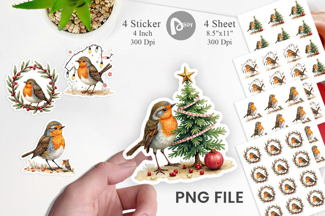 Sticker Christmas Robin Wonders Sublimation artnoy 