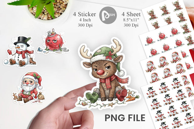 Sticker Christmas Sarcastic Character Sublimation artnoy 