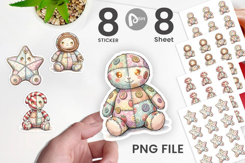 Sticker Christmas Treat Patchwork Watercolor Sublimation artnoy 