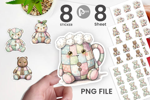 Sticker Christmas Treat Patchwork Watercolor Sublimation artnoy 