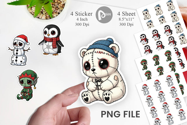 Sticker Christmas Voodoo Doll Characters Sublimation artnoy 