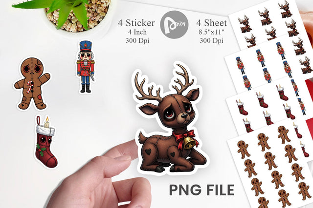 Sticker Christmas Voodoo Doll Characters Sublimation artnoy 