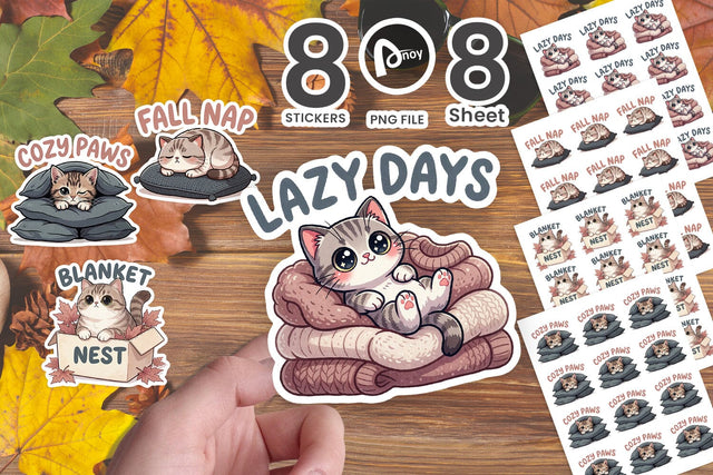 Sticker Chubby Cozy Cats Blanket Fort Moods Sublimation artnoy 