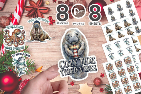 Sticker Coastal Christmas Maritime Wildlife SVG artnoy 