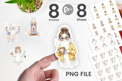 Sticker Coffee Lover Mom Ghost Sublimation artnoy 