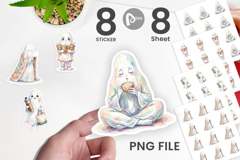 Sticker Coffee Lover Mom Ghost Sublimation artnoy 
