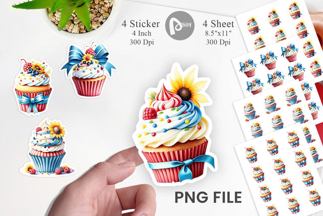 Sticker Colorful Cupcake Sublimation artnoy 