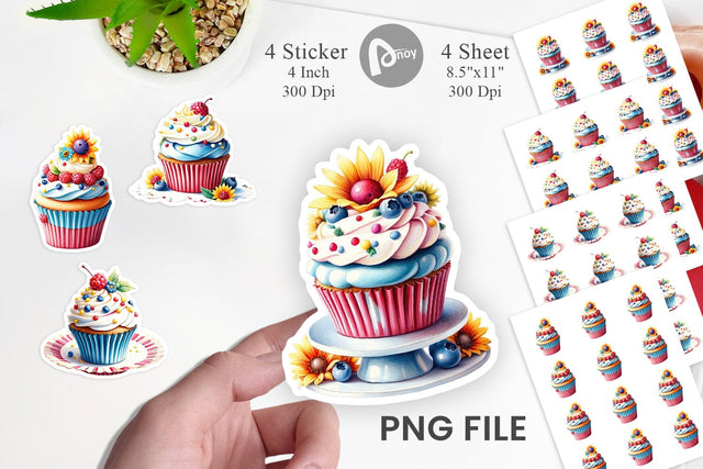 Sticker Colorful Cupcake Sublimation artnoy 