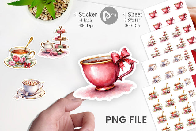 Sticker Coquette Teacups Sublimation artnoy 