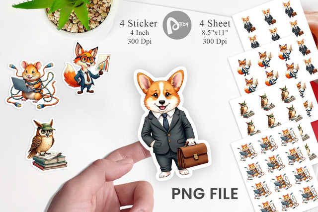 Sticker Corporate Critters Watercolor Sublimation artnoy 