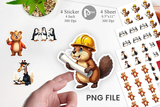 Sticker Corporate Critters Watercolor Sublimation artnoy 