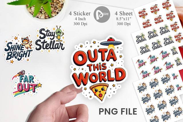 Sticker Cosmic Cravings 80s Retro Kawaii Space Quotes Sublimation artnoy 