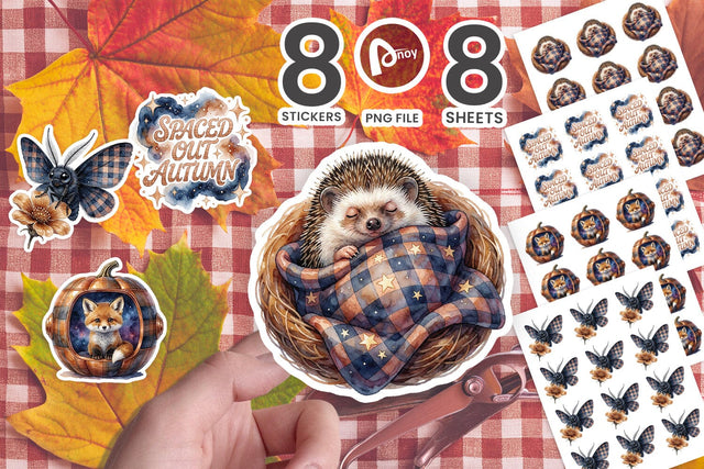 Sticker Cosmic Retro Space Autumn Forest SVG artnoy 