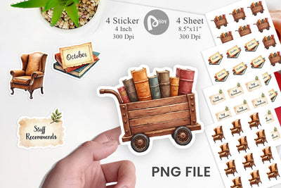 Sticker Cozy Autumn Bookstore Sublimation artnoy 