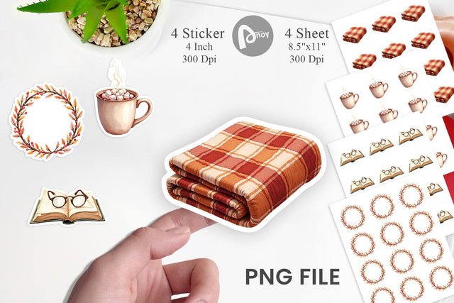 Sticker Cozy Autumn Cottage Sublimation artnoy 