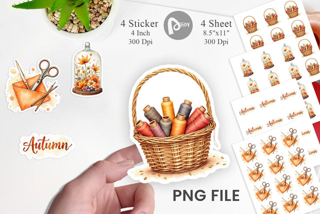 Sticker Cozy Autumn Crafting Sublimation artnoy 
