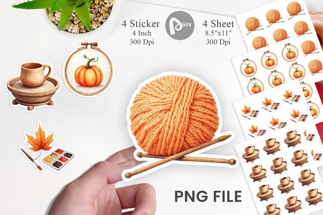 Sticker Cozy Autumn Crafting Sublimation artnoy 