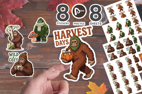 Sticker Cozy Autumn Flannel Bigfoot SVG artnoy 