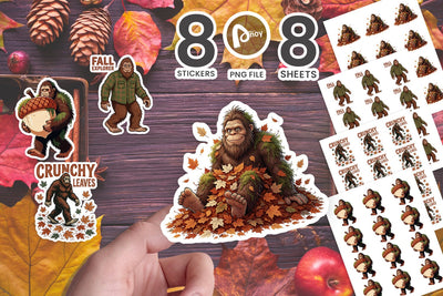 Sticker Cozy Autumn Flannel Bigfoot SVG artnoy 