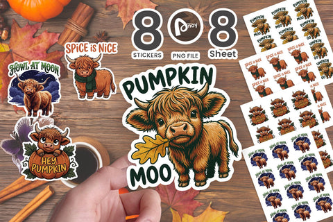 Sticker Cozy Autumn Harvest Highland Cows Quotes Sublimation artnoy 
