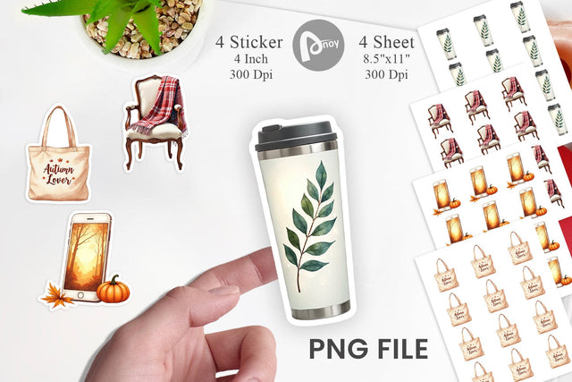 Sticker Cozy Autumn Home Office Sublimation artnoy 