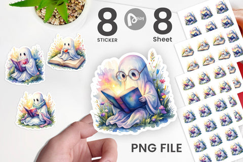 Sticker Cozy Bookworm Ghost Sublimation artnoy 