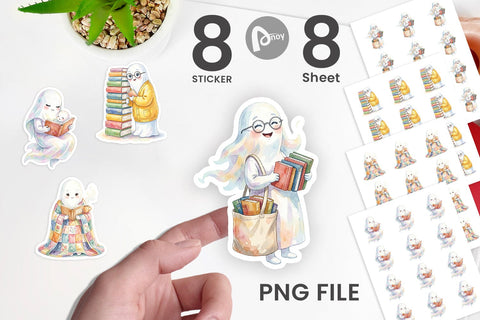 Sticker Cozy Bookworm Mom Ghost Sublimation artnoy 