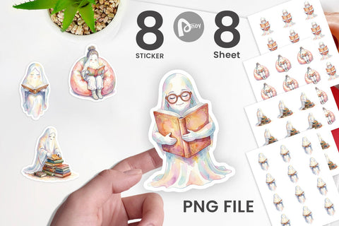 Sticker Cozy Bookworm Mom Ghost Sublimation artnoy 