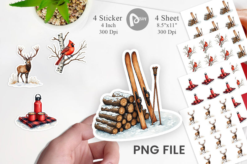 Sticker Cozy Cabin and Winter Forest Sublimation artnoy 