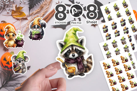 Sticker Cozy Cauldron Spooky Animal Gnomes Sublimation artnoy 