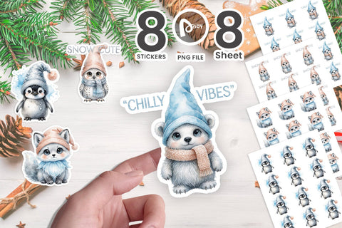 Sticker Cozy Chilly Arctic Animal Gnomes Sublimation artnoy 