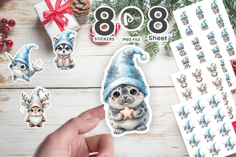 Sticker Cozy Chilly Arctic Animal Gnomes Sublimation artnoy 