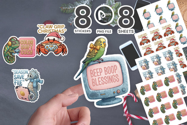 Sticker Cozy Christmas Streamer Pets SVG artnoy 