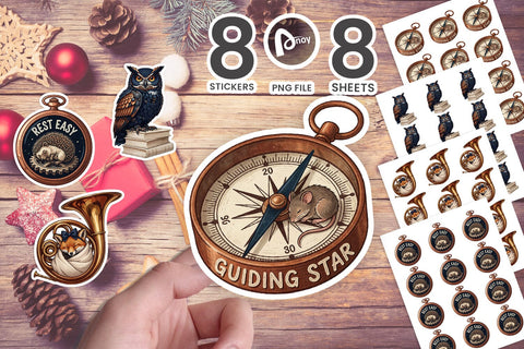 Sticker Cozy Clockwork Hibernating Animals SVG artnoy 
