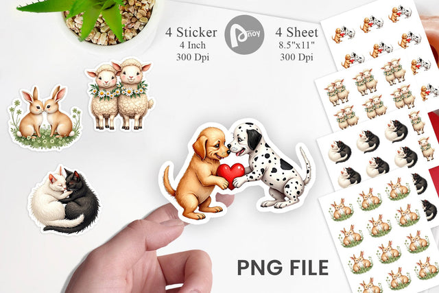 Sticker Cozy Critters & Cuddles Watercolor Sublimation artnoy 