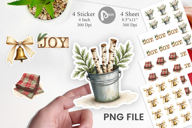 Sticker Cozy Farmhouse Christmas Sublimation artnoy 