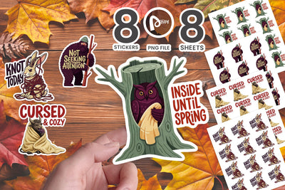 Sticker Cozy Introvert Autumn Cryptid Art SVG artnoy 