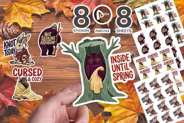 Sticker Cozy Introvert Autumn Cryptid Art SVG artnoy 